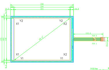 5 Wire ITO Glass Resistive Touch Screen 10.4 Inch for POS Terminals / Kiosk